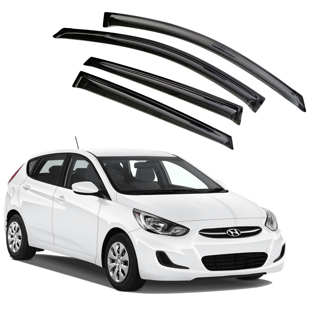 Ветровики дверей (дефлекторы окон) Hyundai Solaris/Accent х/б (2011-2017)