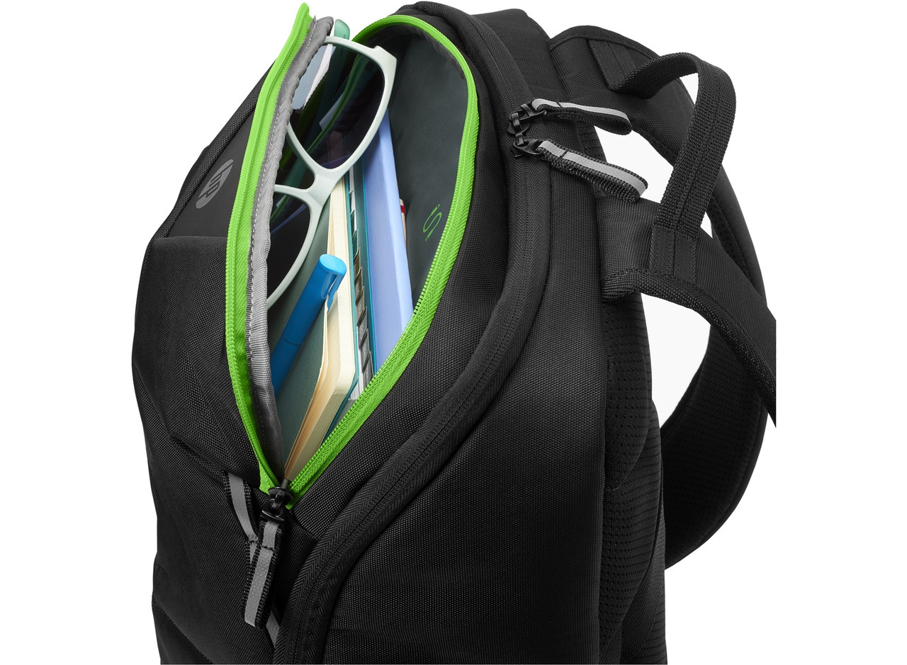 HP 6EU57AA Рюкзак для ноутбука 15.6" pavilion gaming 400 черный/зеленый - фото 4 - id-p81718224