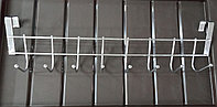 Вешалка на дверцу шкафа на 8 крючков 36×3,5×6 см, цвет серебро