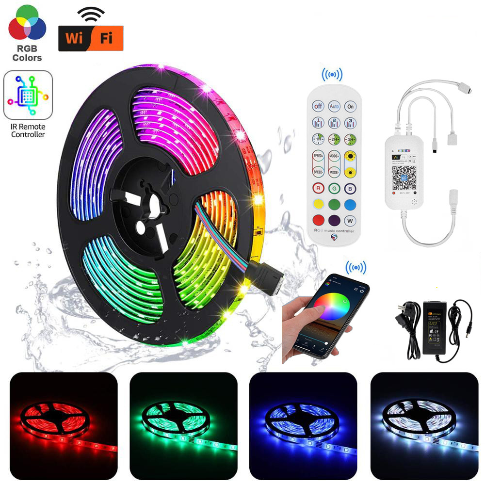 Музыкальный контроллер c пультом и WiFi + 5 метров цветной RGB ленты + блок питания