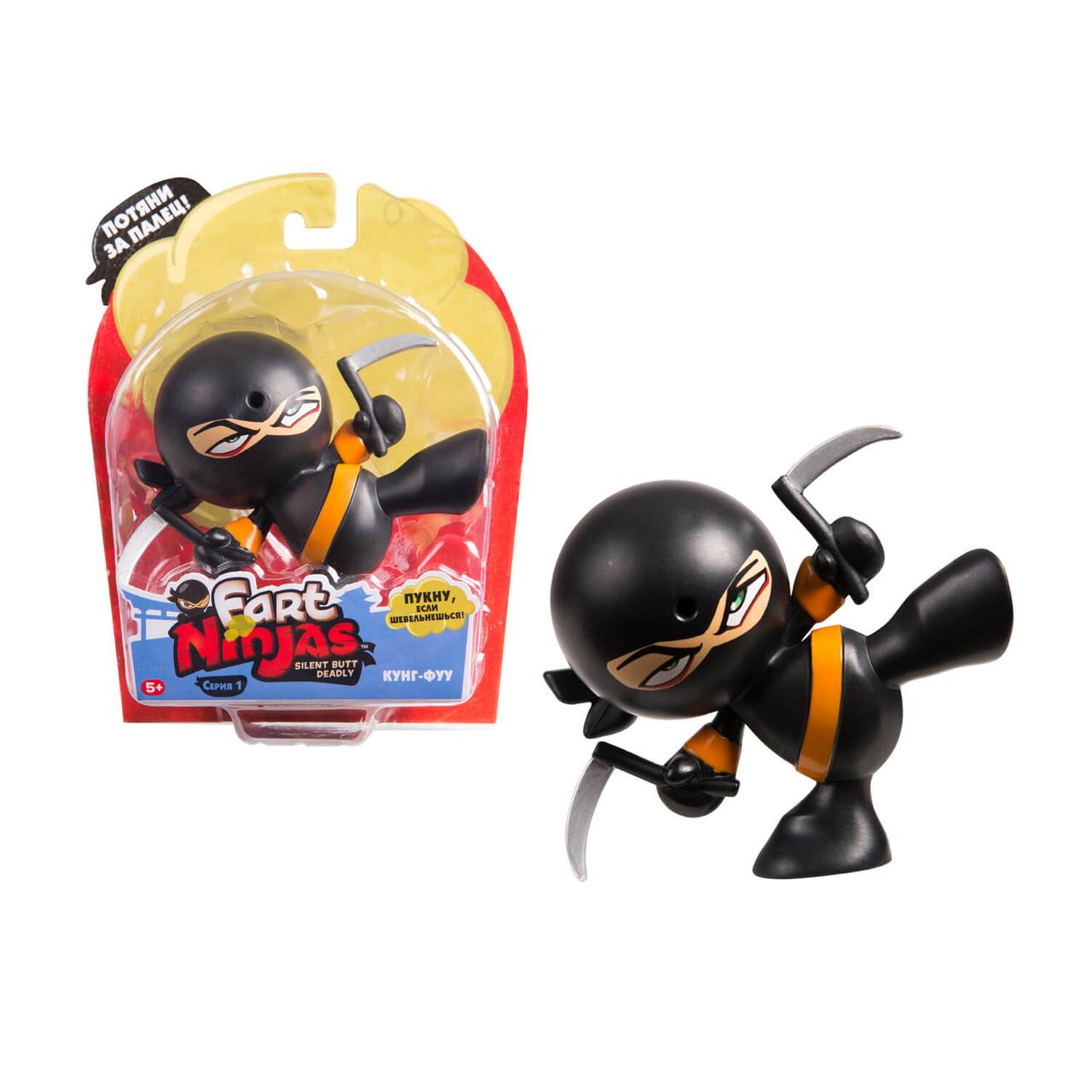 Фарт Ниндзя. Игрушка "Пукающий" Ниндзя, черный с серпами.TM Fart Ninjas