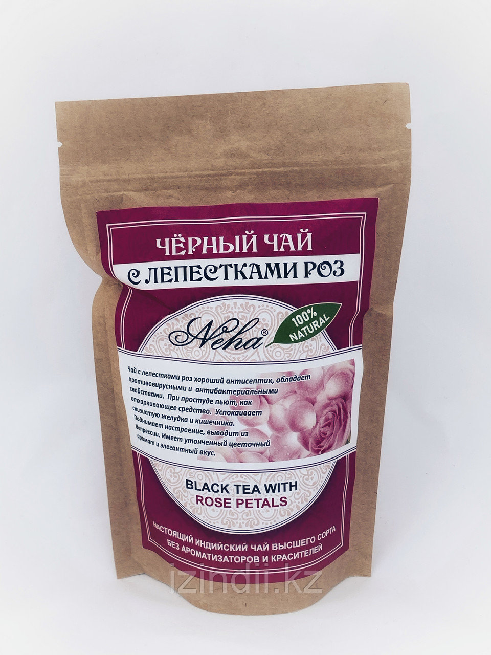 Чай черный листовой с лепестками роз, 100гр, Индия