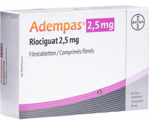 Адемпас (Adempas) риоцигуат (riociguat) 0.5 мг, 1 мг, 1.5 мг, 2 мг, 2.5 мг таб. (Европа)