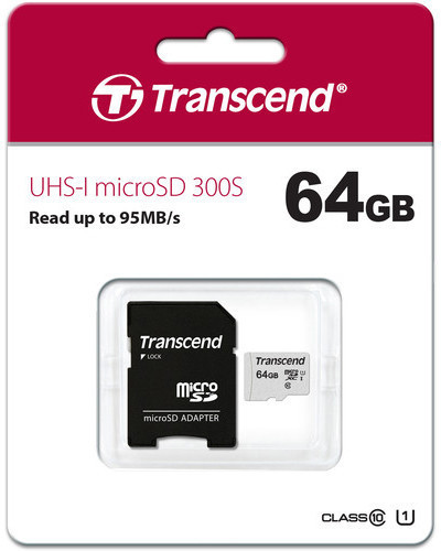 Карта памяти Transcend UHS-I microSD 300S 64GB Class-10 95MB/s