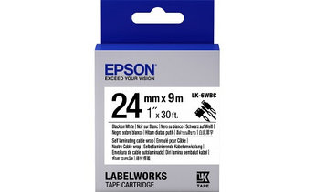 Лента Epson C53S656901 LK-6WBC для кабеля, 24мм,Бел./Черн., 9м
