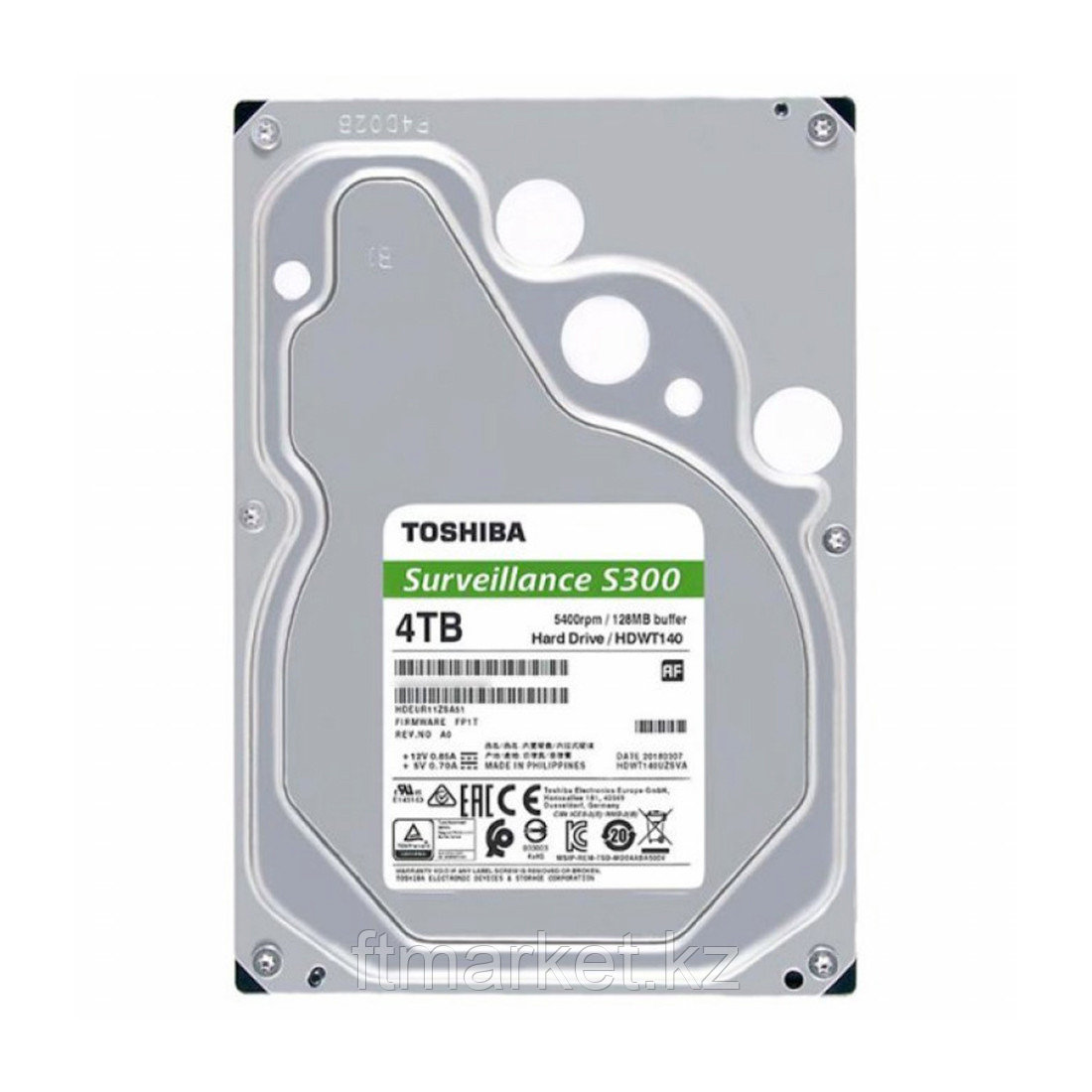 Жесткий диск HDD 4Tb TOSHIBA Surveillance S300 5400rpm 128Mb SATA3 3,5 HDWT140UZSVA MTBF