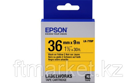 Лента пастельная Epson C53S657005, LK-7YBP, 36 мм, желтая/черная, 9м