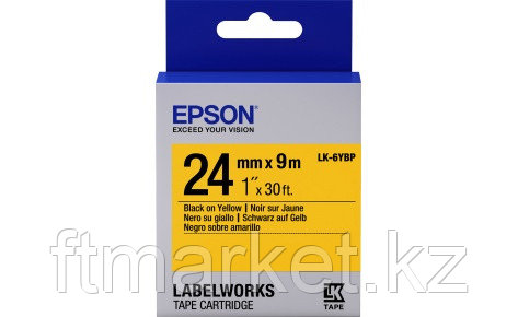 Лента пастельная Epson C53S656005, LK-6YBP, 24 мм, желтая/черная, 9м