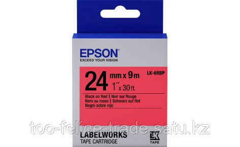 Лента пастельная Epson C53S627400, LC-6RBP9, 24 мм, красная/черная, 9м