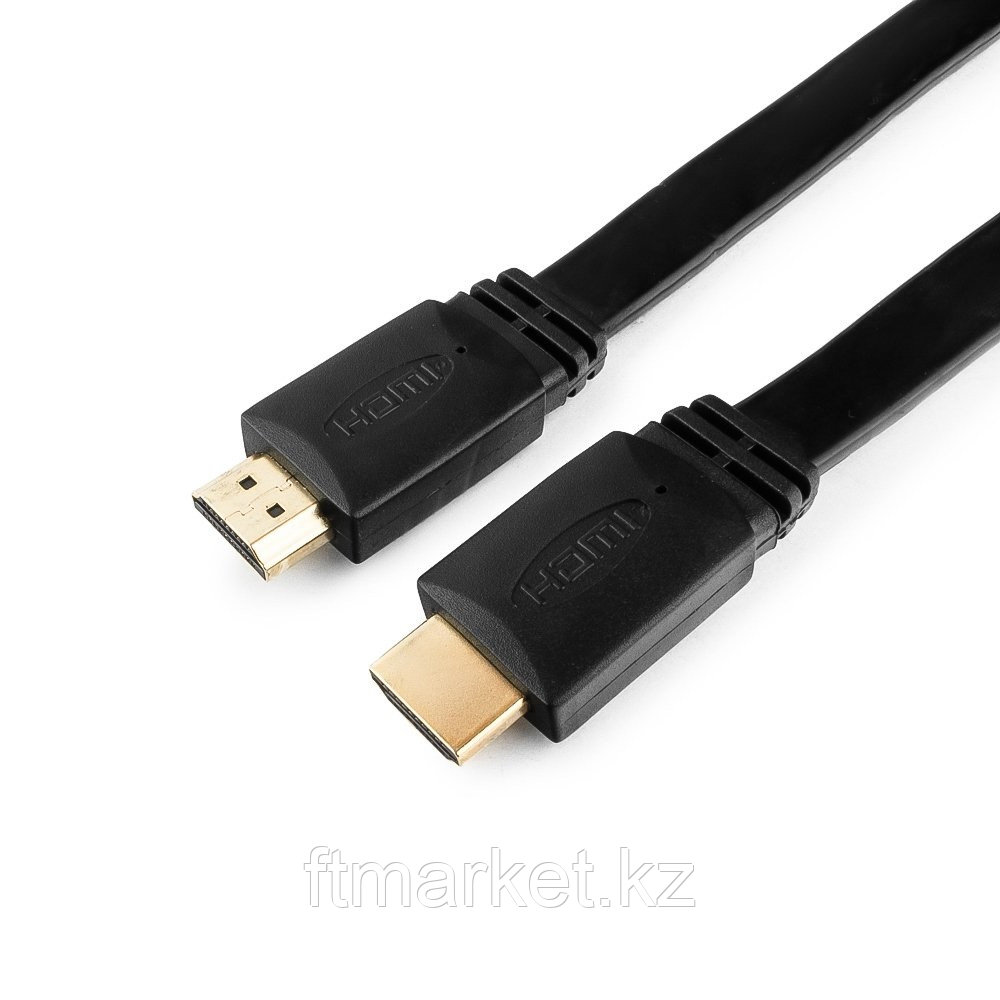 Кабель HDMI Cablexpert CC-HDMI4F-6, 1.8м, v2.0, 19M/19M, плоский кабель, черный, позол.разъемы,экран