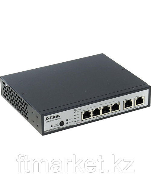 D-Link DES-1100-06MP/A1A Нас-мый комм 2 уровня 4 порта 10/100 с PoE + 2 10/100/1000