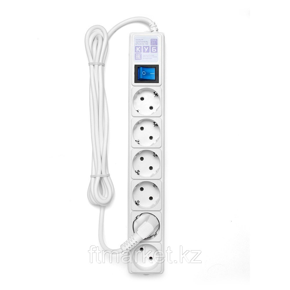Сетевой фильтр Power Cube SPG(5+1)-16B-3М, 16А/3,5кВт, 3м, 6 розеток, белый