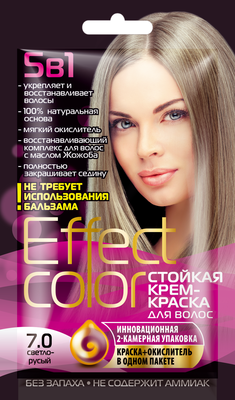 ФК 4918 Стойкая крем-краска Effect Color 7.0 Светло-Русый 50 мл - фото 1 - id-p81755836