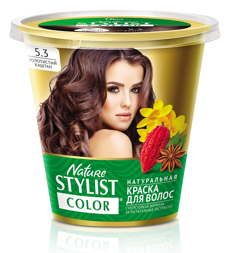 ФК 7561 Натуральная краска для волос Nature Stylist Color Тон 5.3 Золотистый каштан