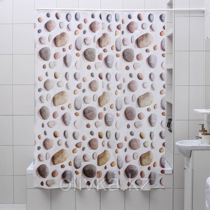 Штора для ванной комнаты Доляна «Галька», 180×180 см, EVA