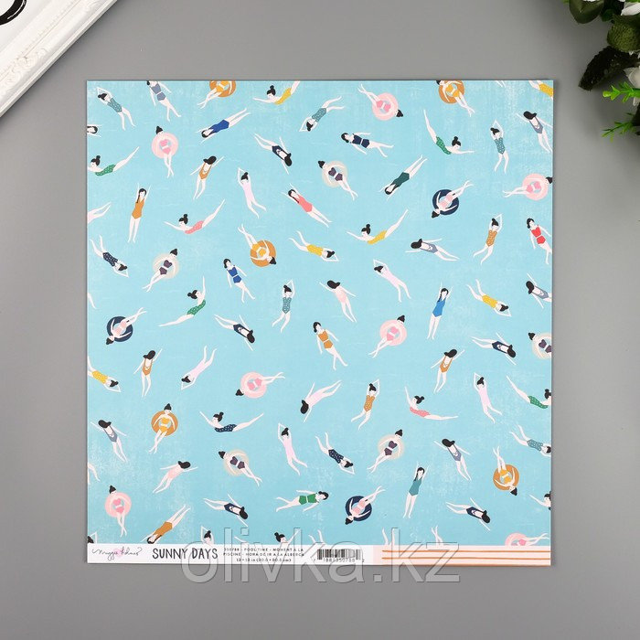 Бумага для скрапбукинга двусторонняя "Pool Time" 30.5х30.5 см, 190 гр/м2