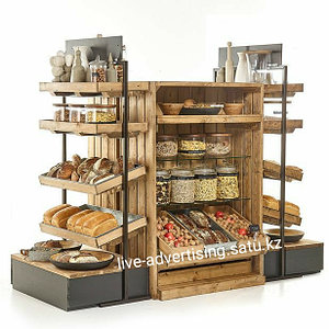 Стеллажи деревянные под хлеб - 90 фото