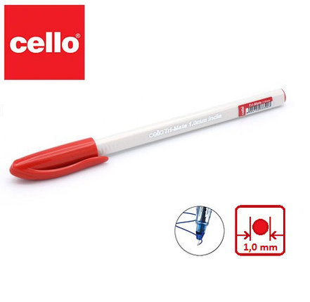 Ручка шариковая Cello Tri-Mate 1.0 mm красные чернила, фото 2