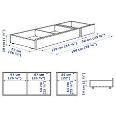 Кроватный ящик, 2 шт., СОНГЕСАНД белый 200 см ИКЕА, IKEA, фото 3