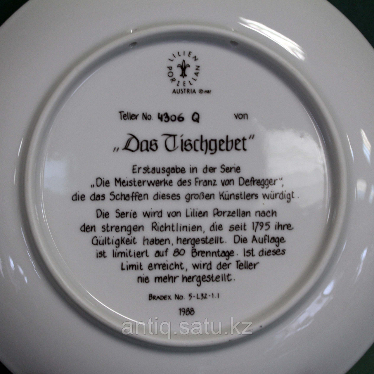 Коллекция тарелок знаменитой мануфактуры Lilien Porcelain (Австрия). Коллекционная серия «Произведения Фр - фото 3 - id-p81775283