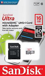 Карта памяти SanDisk Ultra microSDXC UHS-I 16Gb 80MB/s