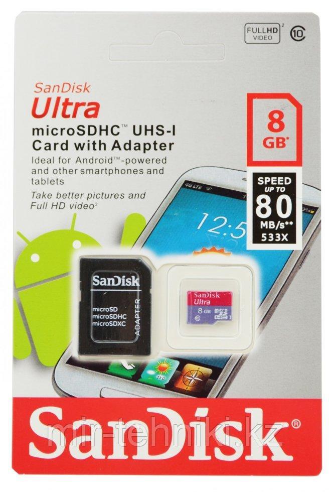 Карта памяти SanDisk Ultra microSDXC UHS-I 8Gb 80MB/s