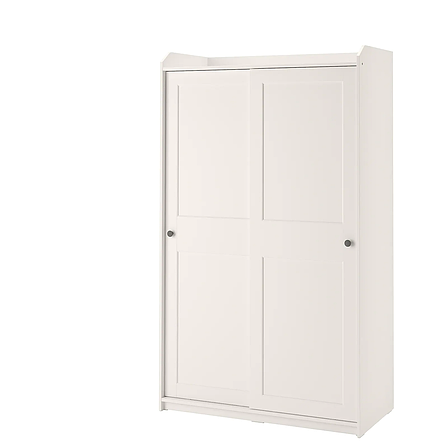 Гардероб с раздвижными дверями ХАУГА белый118x55x199 см ИКЕА, IKEA, фото 2