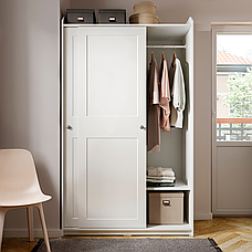 Гардероб с раздвижными дверями ХАУГА белый118x55x199 см ИКЕА, IKEA, фото 2