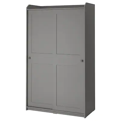 Гардероб с раздвижными дверями ХАУГА серый 118x55x199 см ИКЕА, IKEA