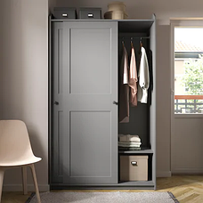 Гардероб с раздвижными дверями ХАУГА серый 118x55x199 см ИКЕА, IKEA, фото 3