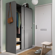 Гардероб с раздвижными дверями ХАУГА серый 118x55x199 см ИКЕА, IKEA, фото 3