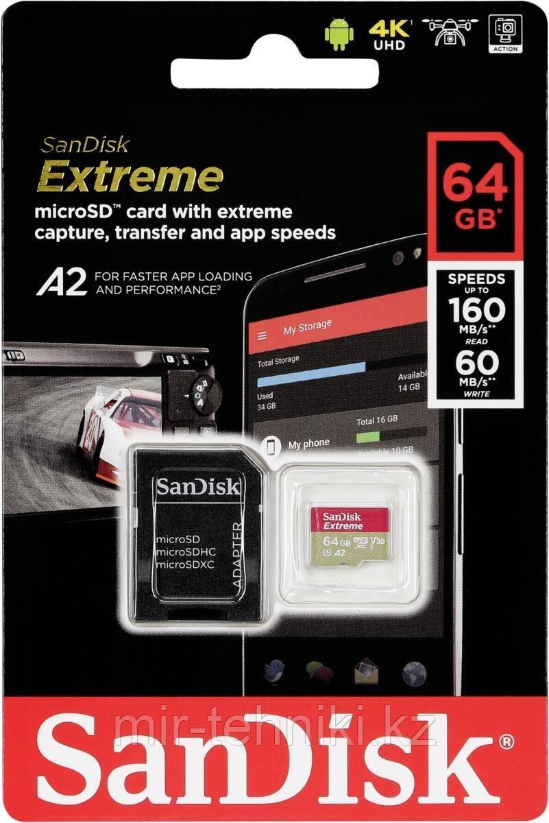 Карта памяти SanDisk MicroSDHC Extreme 64Gb Class 10 160MB/s - фото 1 - id-p81788948