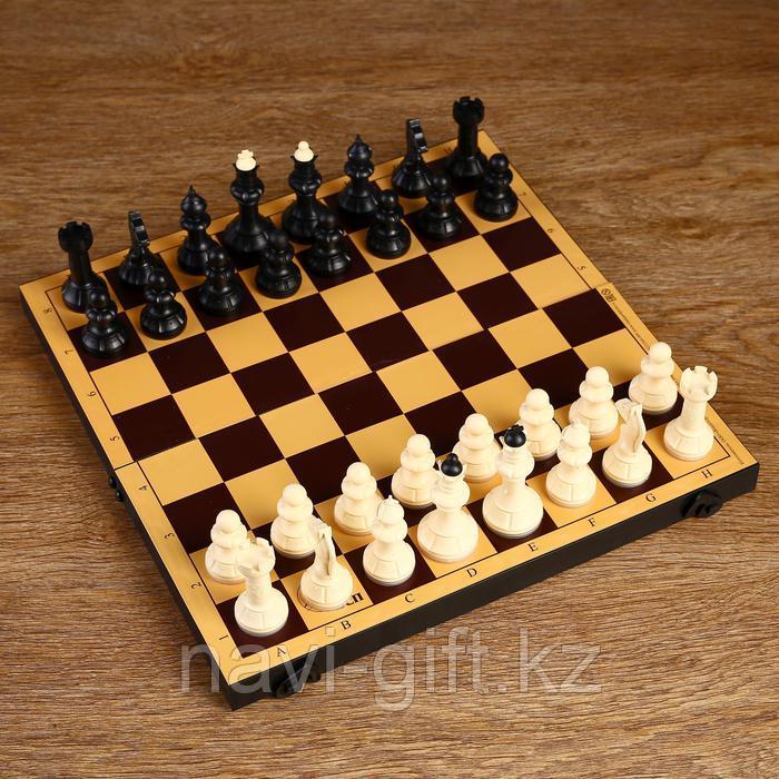 Настольная игра 2 в 1 "Семейная": шахматы обиходные, шашки (доска пластик 30х30 см)