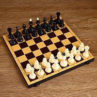Настольная игра 2 в 1 "Семейная": шахматы обиходные, шашки (доска пластик 30х30 см), фото 1