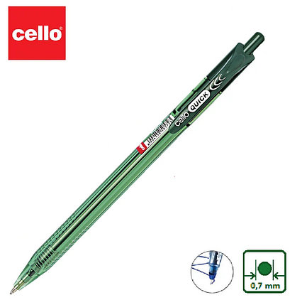 Ручка шариковая Cello Quick автомат, зеленый, фото 2