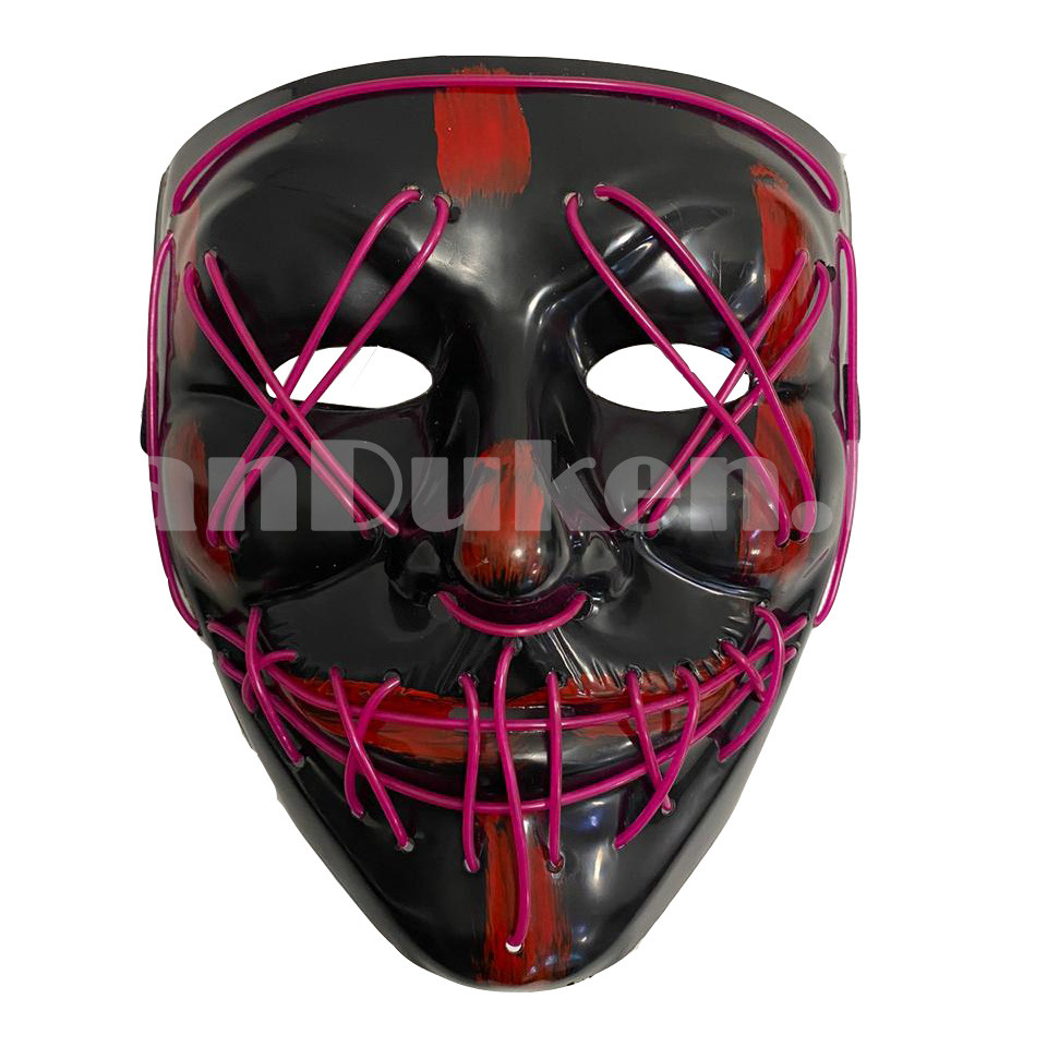 Неоновая маска светящаяся "Судная ночь" на резинке с пультом управления 3 режима свечения в ассортименте - фото 3 - id-p81816475