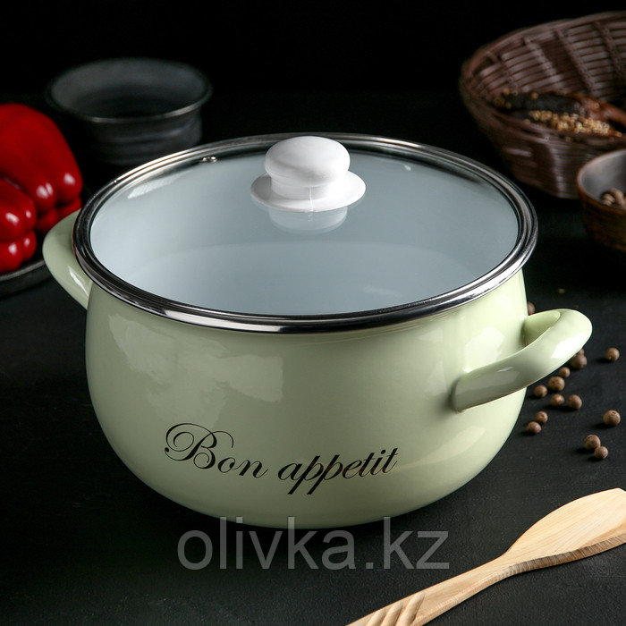 Кастрюля «Лайм» 5,1 л, стеклянная крышка