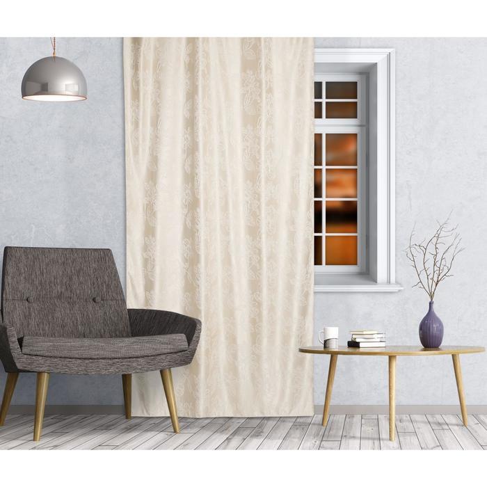 Штора портьерная жаккард Okland 002 DRP T 140х260 см, молочный, пэ 100%