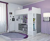 Кровать-чердак SIMPLE белый-серый (Polini, Россия) 00-72571 Кровать-чердак SIMPLE белый-серый (Polini, Россия)