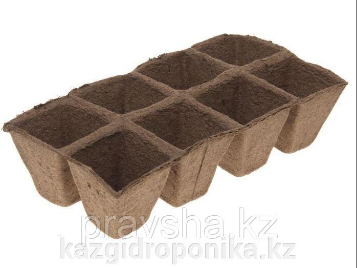 Торфяной горшочек 7х7 см "Квадратный", блок 8 шт