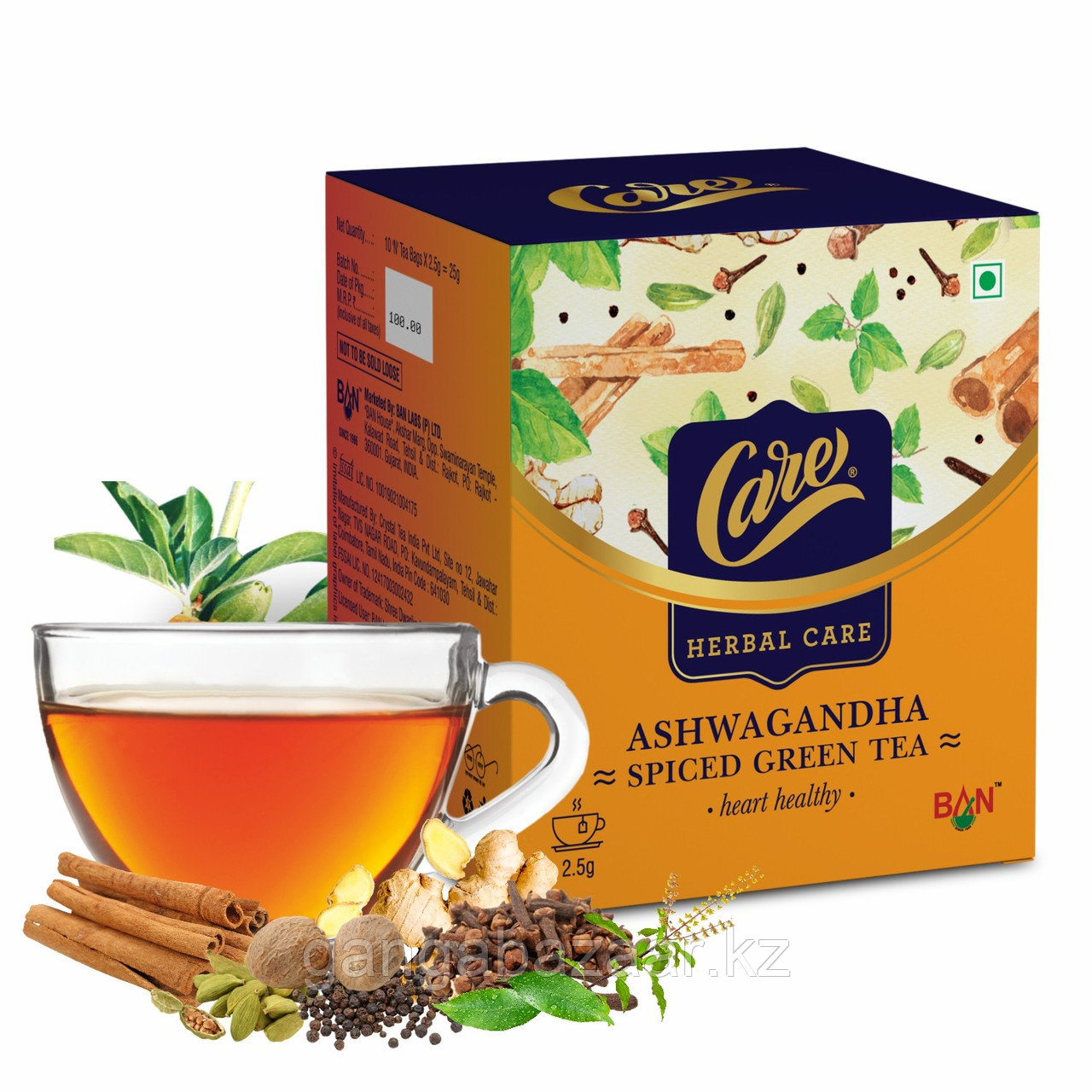 Зеленый чай Ашваганда (Care Ashwagandha Green Tea) - с аюрведическими травами для оздоровления всего организма