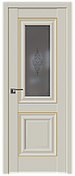 Дверь межкомнатная 28U Золото Магнолия Сатинат, Кристалл графит, 600