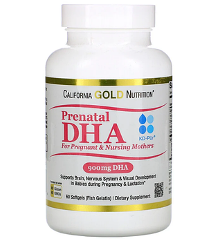 California Gold Nutrition, пренатальная ДГК для беременных и кормящих женщин, 900 мг на порцию, 60 мягких табл