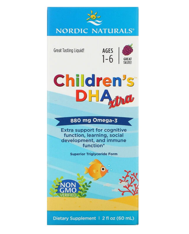 Nordic Naturals, Children's DHA Xtra, для детей возрастом 1–6 лет, ягодный вкус, 880 мг, 60 мл (2 жидк. унции)