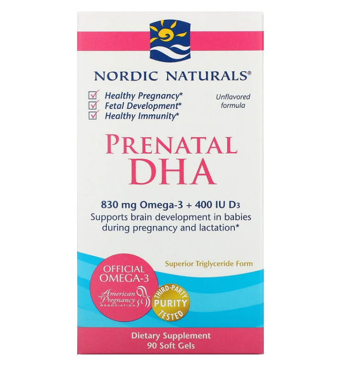 Nordic Naturals, пренатальная ДГК, без добавок, 830 мг, 90 капсул