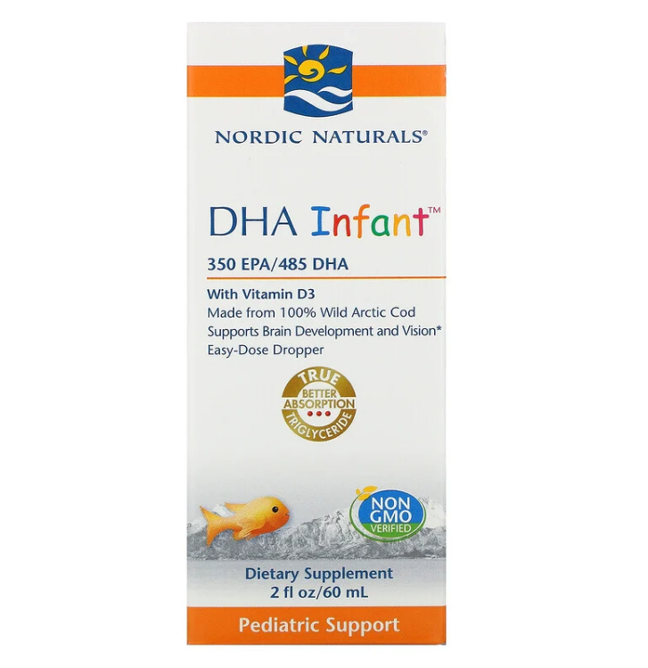 Nordic Naturals, Докозагексаеновая кислота (ДГК) с витамином D3 для младенцев, 60 мл (2 жидкие унции)