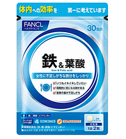 Железо и фолиевая кислота, Фанкл / Iron & Folic acid, FANCL, 30 дней. Япония