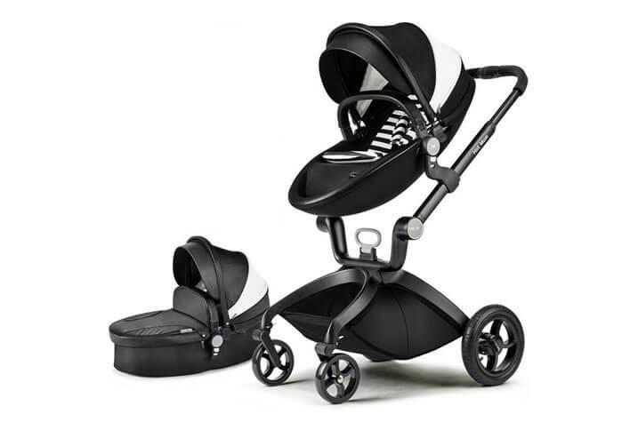 Коляска 2в1 Hot Mom экокожа Black-White Leather