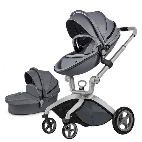 Детская коляска 2в1 Hot Mom F22 Dark Grey, экокожа