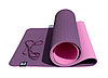 Коврик для йоги 6 мм двуслойный TPE бордово розовый, фото 2